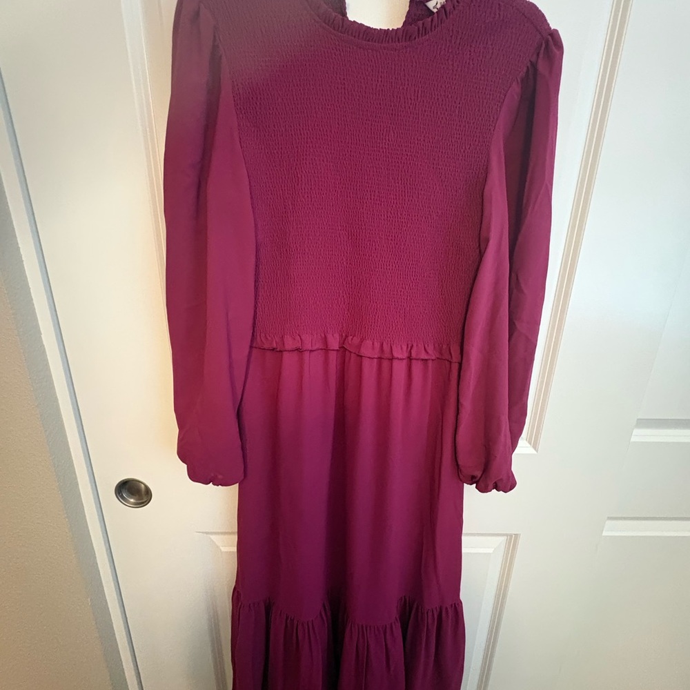 Nanette Lepore Raspberry Smocked Midi Dress